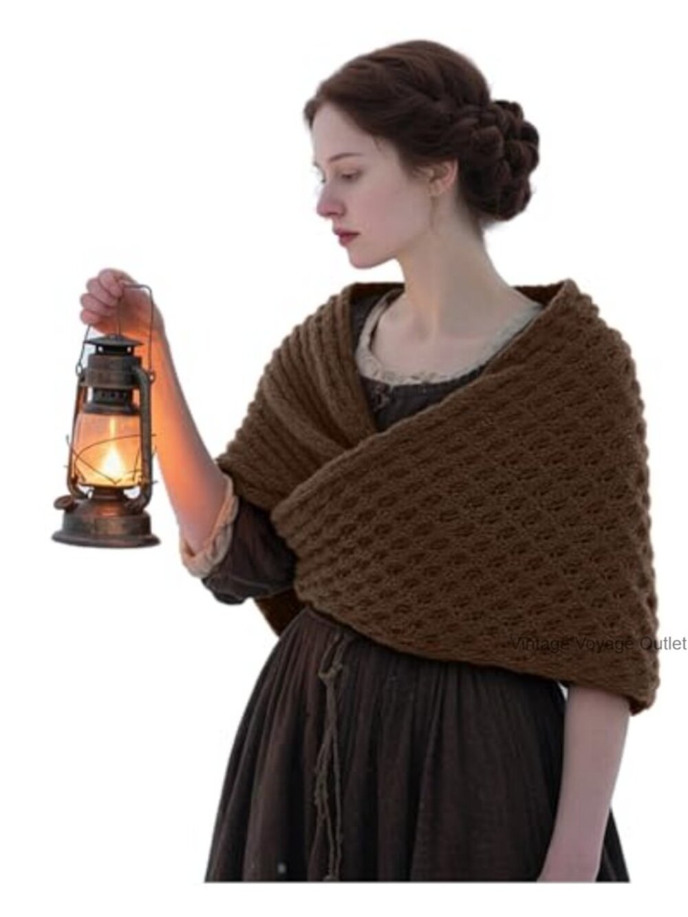 Knitted Triangle Sontag Shawl Sweater Wrap Openwork Celtic Renaissance